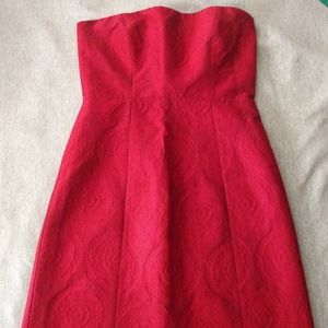 Theory Red Orsolya Strapless Cocktail Dress